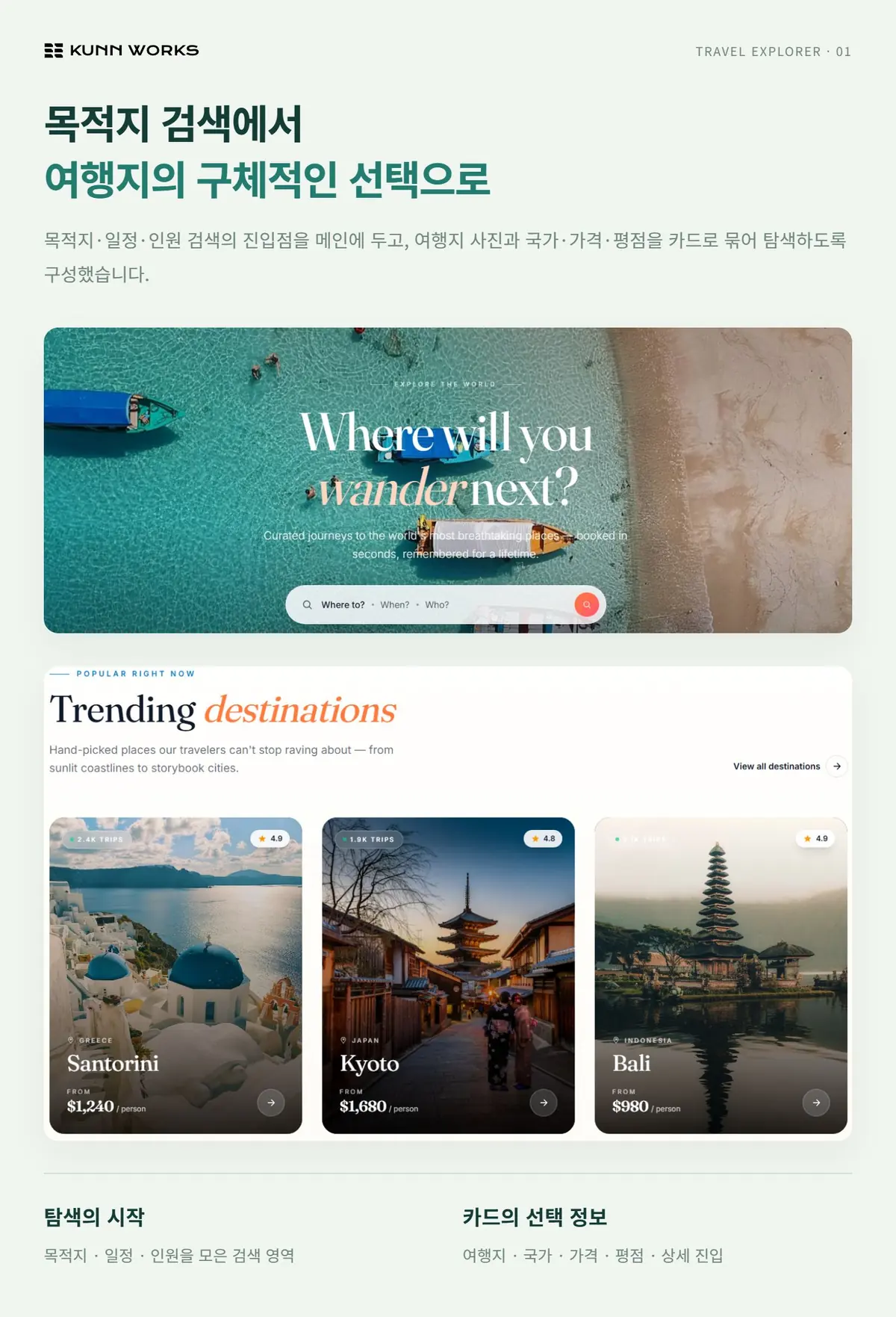 지도 기반 여행 탐색 사례 자료 1. 제공된 제품 화면 · 예시 데이터