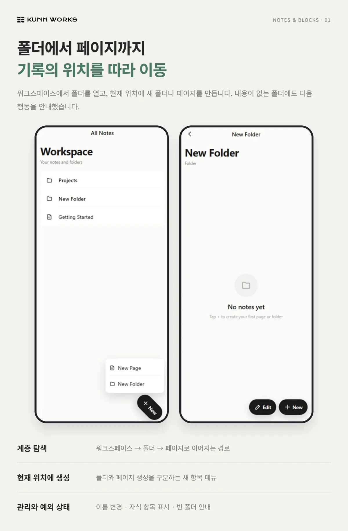 모바일 노트 사례 자료 1. 제공된 제품 화면 · 예시 데이터